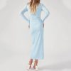 Summer Solid Lace-up Long Sleeve Bodycon Midi Dress For Women