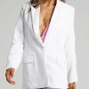 Women Plunge Neck Button Up Casual Streetwear Oversized Blazer