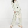 Women Ladies Office Suit Casual Drop Shoulder Oversized Blazer and Wide Leg Pants Set