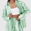 Women’s Sets Long Sleeve Dye Satin Oversized Shirt And Button-fly High Waist Wide Leg Silk Pants Set