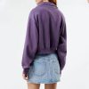 Spring Stand Collar French Terry Cotton Half Zip Crop Blank Hoodie Sweatshirt For Women